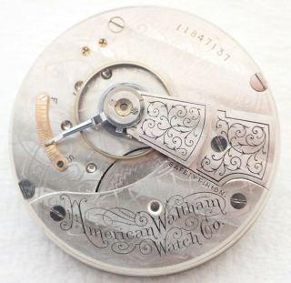 Antique 18s Waltham Grade 18 7j Open Face Pocket Watch Movement Parts
