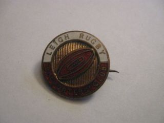 Rare Old Leigh Rugby League Football Club Enamel Brooch Pin Badge By T.  Fattorini