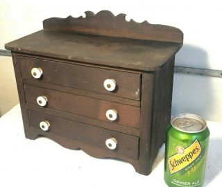 Antique Primitive Childs Dresser Miniature Step Back Toy Chest Of Drawers