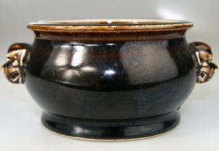 Antique Rare Chinese Porcelain Censer Incense Burner Carved Qianlong Mark - 19th