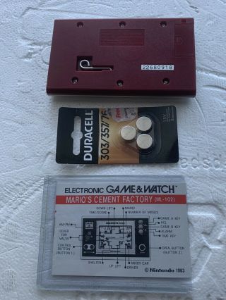 NINTENDO Game & Watch Mario’s Cement Factory (RARE) (TESTED/) 3