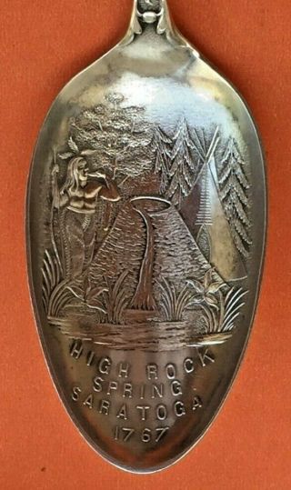 Indian Chief Saratoga High Rock York Sterling Silver Souvenir Spoon
