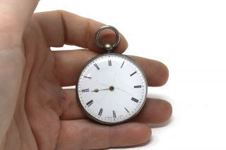 Antique Victorian E Raffin Solid Silver 925 Fob Key Wind Pocket Watch 47g 29025