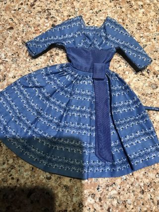 Vintage 1960’s Barbie Doll Blue & White Flowered House Dress With Hanger 3