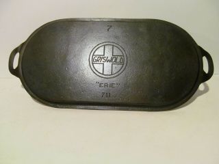 Vintage Griswold No.  7 Cast Iron Oval Griddle,  Large Slant Logo 711 Rare