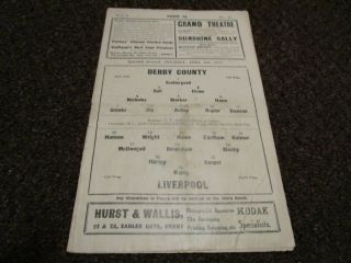 Derby County V Liverpool 1936/7 April 3rd Rare Pre - War Post