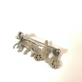 Antique Art Deco Sterling Silver Horse and Carriage Marcasite Brooch 84 2