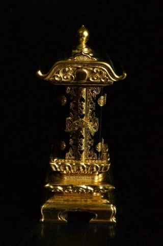 X8179: Japanese Wooden Metal Miniature Shrine Zushi Buddhist Art