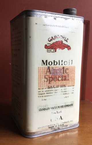 Rare Early Vintage 1 Gallon Gargoyle Mobil Oil Arctic Special Tin Can Export
