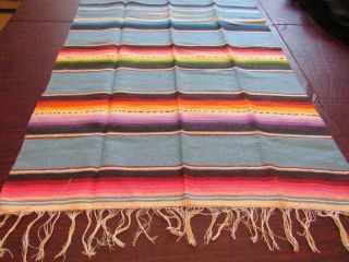 Antique Mexican Southwest Saltillo Serape Blanket Rug Vintage Size 25.  75 " X 60 "