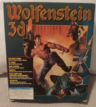 Vintage 1992 Wolfenstein 3d (ibm Pc Dos 3.  5 " Floppy) Big Box Id Software Rare