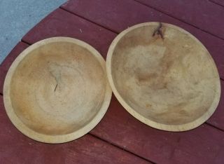 2 Vintage Wooden Dough Bowls Munising Wood Primitive Rustic Farm House Cabin 2