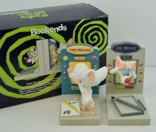 Rare 1996 Warner Brothers Pinky And The Brain Time Machine Bookend Set