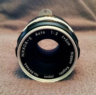 Rare Nikon NIKKOR - S Auto 1:2 5cm 50mm F/2 non - ai PAT PEND Lens 3