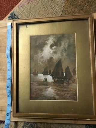 Vintage Framed Print " Toilers Of The Deep " Victorian.