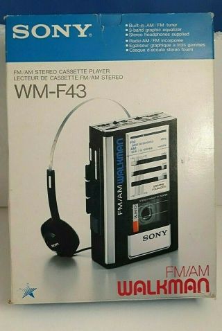 Sony Walkman Wm - F43 Fm/am Stereo Cassette Player 3 Band Eq Rare