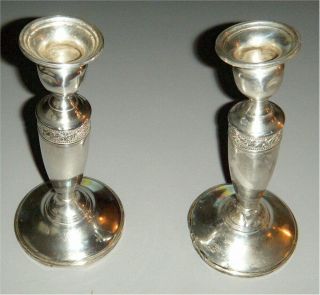 Pair Sterling Silver Weighted Tall Candlesticks,  Mueck - Carey Co. ,  Scrap Only