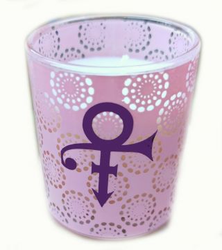 Prince Candle Pink Glass White Scented W Puple Symbol Npg Store London Rare