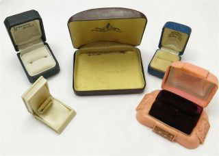 Vintage/antique (5) Jewelry Presentation Boxes Pink/white Celluloid,  (b)