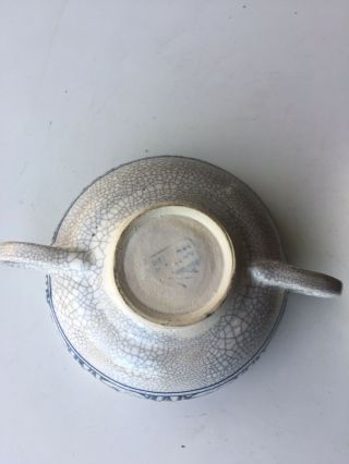 Very Rare Antique Dedham Pottery Cream Soup Bowl Bread Plate Swan 5