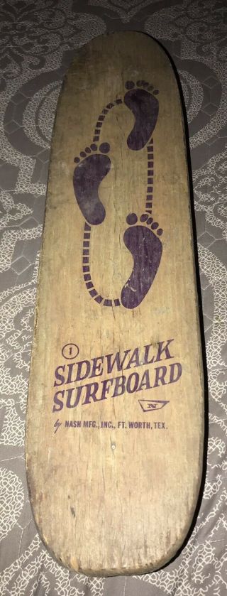 Vintage Nash Fifteen Toes Skateboard Sidewalk Surfboard W/ Metal Wheels Red