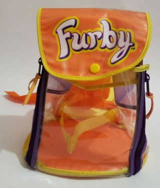 Rare Vintage 1999 Furby Carry Along Backpack Bag Case Tiger