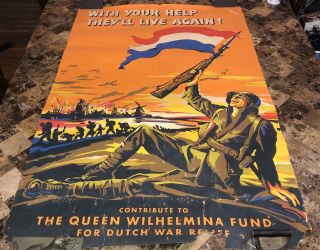 Rare Large Wwii War Poster,  With Your Help They 