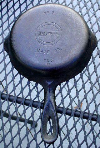 Antique Griswold No.  3 Cast Iron Skillet Erie Pa.  709b Small Block Letters N/r