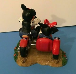 Extremely Rare Disney Mickey Mouse & Minnie Riding Motorcycle with Car Statue 2