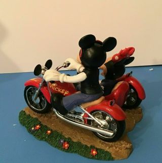 Extremely Rare Disney Mickey Mouse & Minnie Riding Motorcycle with Car Statue 4