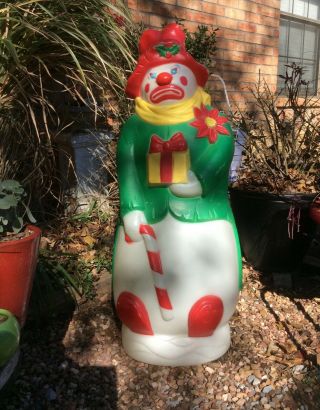 Rare Vintage Sad Hobo Clown Snowman Blow Mold By Empire 40 Inches Tall