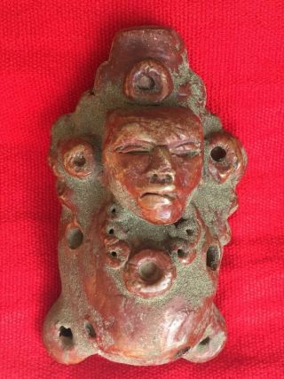 Ocarina Aztec Maya Clay Flute Whistle Rare Face Spirit By Xavier Quijas Yxayotl