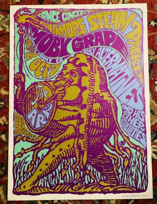 Moby Grape & Steampacket @ The Ark Sausalito,  Cal 1967 Concert Poster Aor Rare