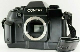 N.  Contax Ax 35mm Slr Film Camera Body,  Rare Strap From Japan