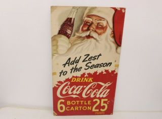 Vintage Rare Coca Cola Christmas Santa Claus Advertising Sign Store Display Soda
