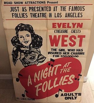 Very Rare Orig 1947 " A Night At The Follies " 42x28 " Sexploitation " Movie Poster