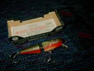 Vintage Pflueger Palomine Jointed Minnow 3 1/4 9002 Red Side Scale Box Unfished