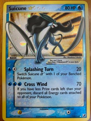 Rare Suicune Gold Star Ex Unseen Forces Holo Pokemon Card 115/115
