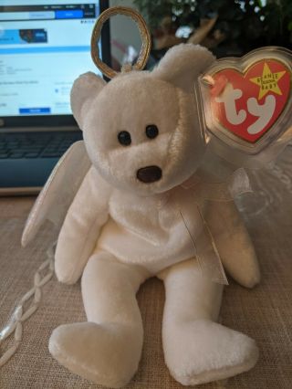 Ty Rare 1998 Halo Beanie Babies Teddy With Brown Nose