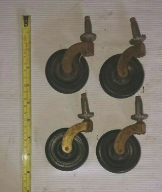 Set Of Four Vintage Brass Trolley Castors