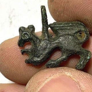 European Finds Ancient Viking Bronze Nordic Dragon Amulet Pendant 22mm