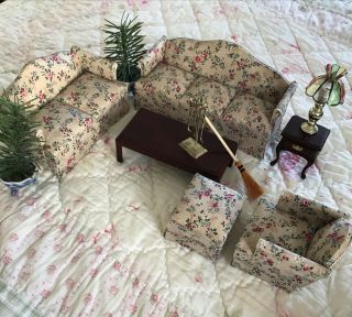 Vintage Dollhouse Living Room Furniture Set Concord Museum Parsons Table