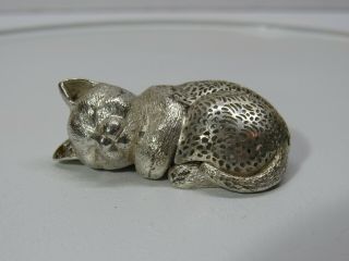 Christofle Lumiere D’argent Silver Plated Pierce Sleeping Cat Kitten Figurine