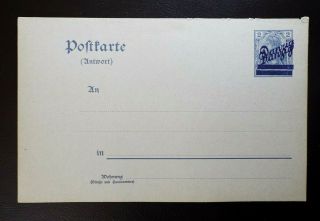 Local Deutsches Reich 1920 Post Card Overprint Double Danzig Signed Rare