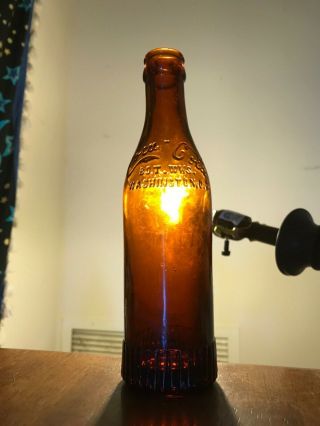 Rare Vintage Amber Straight Sided Coca Cola Washington D.  C.  Ribbed Heel