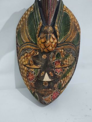 Carved Wooden Decorative Hanging Face Mask Hand Crafted India Art Deco