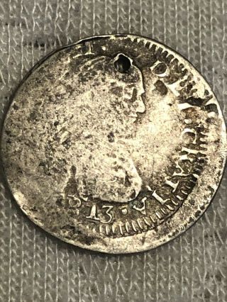 Méx Independence War Zacatecas Error 1/2 Real 1813 (pierce) Rare Silver