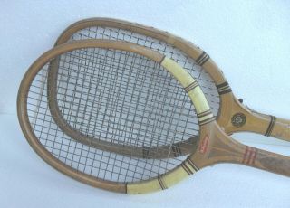 2 Antique Wood Tennis Racquets From 1920s.  - Magnum Overhead And Dunlap Maxply.