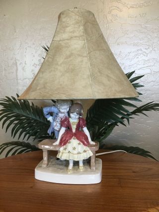Rare Antique German Goldscheider Polter Porcelain Figurine Lamp