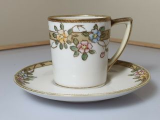 A Wonderful Taisho Period Noritake Art Nouveau Demitasse Cup & Saucer